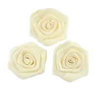 Flores De Tela 10 unids/lote 1,8 "12 colores recién nacido hecho a mano Mini cinta de satén enrollada tela flores artificiales for decoración boda(Cream)