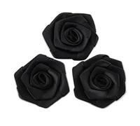 Flores De Tela 10 unids/lote 1,8 "12 colores recién nacido hecho a mano Mini cinta de satén enrollada tela flores artificiales for decoración boda(Black)