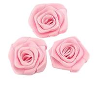 Flores De Tela 10 unids/lote 1,8 "12 colores recién nacido hecho a mano Mini cinta de satén enrollada tela flores artificiales for decoración boda(Pink)