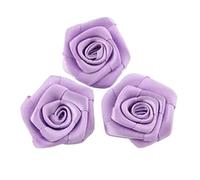 Flores De Tela 10 unids/lote 1,8 "12 colores recién nacido hecho a mano Mini cinta de satén enrollada tela flores artificiales for decoración boda(Lavender)