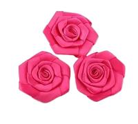 Flores De Tela 10 unids/lote 1,8 "12 colores recién nacido hecho a mano Mini cinta de satén enrollada tela flores artificiales for decoración boda(Hot Pink)