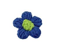 Flores De Tela 10 unids/lote 4cm coloridas flores tejidas a mano apliques de tela hechos a for manualidades costura DIY sombreros ropa decoración boda(Blue1)