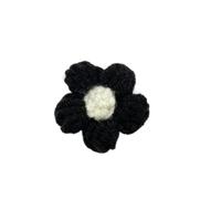Flores De Tela 10 unids/lote 4cm coloridas flores tejidas a mano apliques de tela hechos a for manualidades costura DIY sombreros ropa decoración boda(Black)