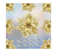 Flores De Tela 2/5 Uds. 14cm flores artificiales brillantes decoración de árbol Mreey adornos Año Feliz Navidad falso Natal(Gold,2Pcs)