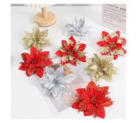Flores De Tela 2/5 Uds. 14cm flores artificiales brillantes decoración de árbol Mreey adornos Año Feliz Navidad falso Natal(Mixing,5Pcs)