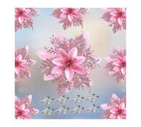 Flores De Tela 2/5 Uds. 14cm flores artificiales brillantes decoración de árbol Mreey adornos Año Feliz Navidad falso Natal(Pink,2Pcs)