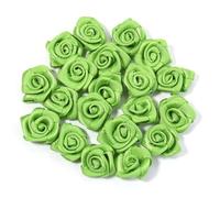 Flores De Tela 20 piezas flores rosas de poliéster 1,5 cm, Mini artificiales Color for suministros costura, manualidades, corona, adorno horquillas boda(Green)