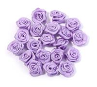 Flores De Tela 20 piezas flores rosas de poliéster 1,5 cm, Mini artificiales Color for suministros costura, manualidades, corona, adorno horquillas boda(Purple)