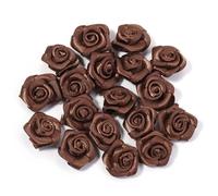 Flores De Tela 20 piezas flores rosas de poliéster 1,5 cm, Mini artificiales Color for suministros costura, manualidades, corona, adorno horquillas boda(Brown)