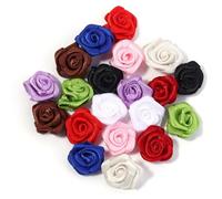 Flores De Tela 20 piezas flores rosas de poliéster 1,5 cm, Mini artificiales Color for suministros costura, manualidades, corona, adorno horquillas boda(Mix)