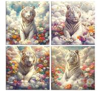 Flores de Tigre blanco 5D Kits de Pintura de Diamantes 25x25cm G-13