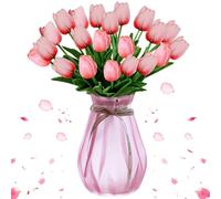 Flores de tulipanes artificiales, 12 unidades de tulipanes con tacto de látex, tulipanes falsos, tulipanes con tallo de poliuretano, tulipanes de imitación reales, decoración de flores para ramos de