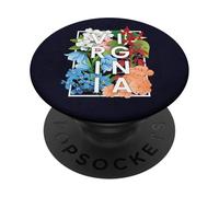 Flores de Virginia Word Art - Orgullo virginiano PopSockets PopGrip Adhesivo