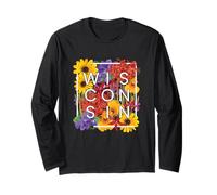Flores de Wisconsin Word Art - Wisconsinite Pride Manga Larga
