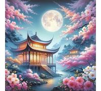 Flores del Pabellón de la Luna Puzzle 80 Piezas Rompecabezas para Adultos 80 Piezas Juego de desafiante Rompecabezas Familiar Regalo Adulto