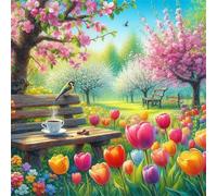 Flores del Parque Árboles Puzzle de 120 Piezas,20x20 cm Rompecabezas DIY,Entretenimiento Creativo,Rompecabezas para Adultos,Juego de Habilidad para Toda la Familia