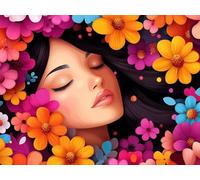 Flores Diamond Painting Grande, Pintura Diamante Diamond Painting Adultos DIY Punto de Cruz Diamante Kit Manualidades Adultos Pintura Diamantes para Decoracion Hogar, Regalo 80 x 60 cm -lsy25010K2