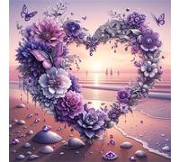 Flores en Forma de corazón en la Playa Puzzle 120 Piezas,Rompecabezas DIY Adultos,Puzle Clásico para Adultos Entretenimiento Creativo, Juegos Desafiantes