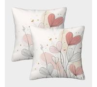 Flores en forma de corazón - Estilo de ilustración romántico Fundas De Cojín Del Sofá Juego De 2 Available All Seasons Fundas De Almohada Decorativos Cuadrado Almohadas Fundas Para Sala Hogar 40x40cm