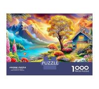 Flores en un río de montaña Jigsaw Otoño Dorado Puzzle Mil Piezas para Jóvenes Adultos - Papel Resistente Desarrollo Cognitivo Ocio Difícil 38x26cm/1000pcs