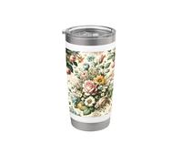 Flores estéticas Vintage Flor Patrón Floral Wildflower Vaso térmico de acero inoxidable de doble pared