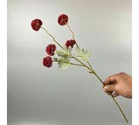 flores falsas, Flor artificial de crisantemo y diente león, 5 cabezas, económica, con ramas largas, for decoración del hogar, bodas fiestas(Dark Red)