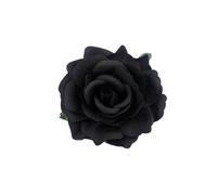 Flores Flamenca 2 piezas de tocado DIY for novia, boda, tela flocada, flor de rosa roja, horquilla for el cabello(A-black)