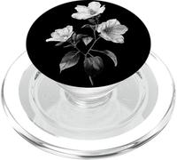 Flores Floral Flore Hojas Patron Impresion Nero Blanco Gris PopSockets PopGrip para MagSafe
