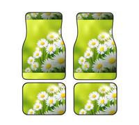 Flores Florales Margaritas, Juego de 4 Alfombrillas para Coche, Alfombrillas Antideslizantes de Neopreno para vehículos, Accesorios para Coche