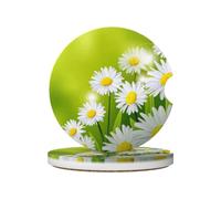 Flores Florales Margaritas, Posavasos para portavasos de Coche (Paquete de 2), Posavasos de cerámica Absorbente con Base de Corcho Antideslizante.