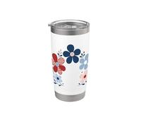 Flores florales retro guinga jardín botánico lindo Vaso térmico de acero inoxidable de doble pared