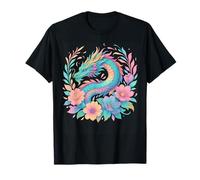 Flores Flores Japonés Dragón Vintage Fantasía Anime Camiseta