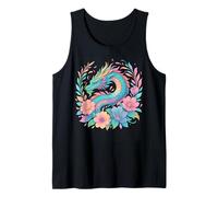 Flores Flores Japonés Dragón Vintage Fantasía Anime Camiseta sin Mangas