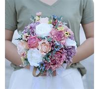 Flores for novia, decoración de boda, ramo de flores artificiales, flores artificiales, decoración del hogar, ramos for boda, flores hechas a mano for novia, elegante rosa de seda artificial colorida