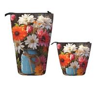 Flores Frescas De Granja Primavera Plegable Estuches Escolares Pop-Up Estuche Vertical Con Cremallera Organizador Cosmético Para Oficina Escolar Hombres
