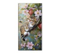 Flores frescas Gato Diamond Painting, DIY Diamond Painting Adultos, Cuadros de Cristales Bordado y Punto de Cruz para Decoracion Hogar, 5D Mosaicos Manualidades Pintura de Diamante 30x60cm J26-11896