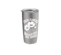 Flores Frescas Iluminar Mis Días Jardín Floral Vaso térmico de acero inoxidable de doble pared