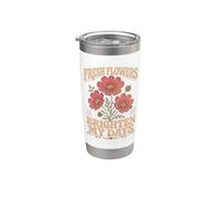 Flores Frescas Iluminar Mis Días Jardín Floral Vaso térmico de acero inoxidable de doble pared