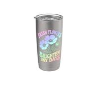 Flores Frescas Iluminar Mis Días Jardín Floral Vaso térmico de acero inoxidable de doble pared
