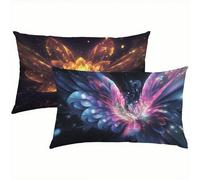 Flores Fundas Cojines 40x60 Lino Juego de 2, Funda Cojin Colorful Súper Suaves y Cómodas, Funda de Almohada con Cremallera Oculta, Durable y Fácil Cuidado, para Sofá, Cama, Silla o Jardín S5-476