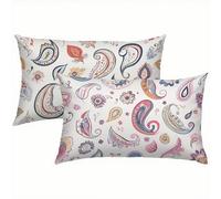 Flores Fundas Cojines 40x60 Lino Juego de 2, Funda Cojin Pink Súper Suaves y Cómodas, Funda de Almohada con Cremallera Oculta, Durable y Fácil Cuidado, Adecuado para Sofá, Cama, Silla o Jardín S5-420