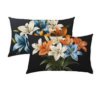Flores Fundas Cojines 40x60 Terciopelo Juego de 2, Lujosas Funda Cojin Colorful Súper Suaves y Cómodas, Funda de Almohada con Cremallera Oculta, Fácil Cuidado, Adecuado para Sofá, Cama, Silla S-355