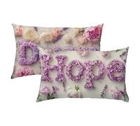 Flores Fundas Cojines 40x60 Terciopelo Juego de 2, Lujosas Funda Cojin Rosa Súper Suaves y Cómodas, Funda de Almohada con Cremallera Oculta, Fácil Cuidado, Adecuado para Sofá, Cama, Silla S-277
