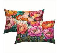 Flores Fundas Cojines 50x60 Lino Juego de 2, Lujosas Funda Cojin Abstracto Súper Suaves y Cómodas, Funda de Almohada con Cremallera Oculta, Durable y Fácil Cuidado, para Sofá, Cama, Silla S6-222