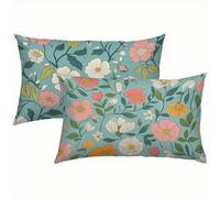 Flores Fundas Cojines 60x80 Lino Juego de 2, Funda Cojin Colorful Súper Suaves y Cómodas, Funda de Almohada con Cremallera Oculta, Durable y Fácil Cuidado, para Sofá, Cama, Silla o Jardín S5-378