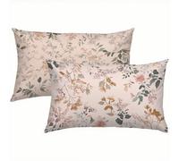 Flores Fundas Cojines 60x80 Lino Juego de 2, Funda Cojin Pink Súper Suaves y Cómodas, Funda de Almohada con Cremallera Oculta, Durable y Fácil Cuidado, Adecuado para Sofá, Cama, Silla o Jardín S5-436