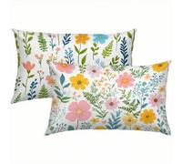 Flores Fundas Cojines 60x80 Lino Juego de 2, Lujosas Funda Cojin Primavera Súper Suaves y Cómodas, Funda de Almohada con Cremallera Oculta, Durable y Fácil Cuidado, Adecuado para Sofá, Cama S1-934