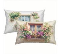 Flores Fundas Cojines 60x80 Terciopelo Juego de 2, Lujosas Funda Cojin Ventana Súper Suaves y Cómodas, Funda de Almohada con Cremallera Oculta, Durable y Fácil Cuidado, para Sofá, Cama, Silla S6-176
