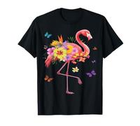 Flores hawaianas acuarela flamenco rosa floral Camiseta