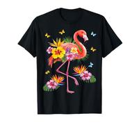 Flores hawaianas acuarela flamenco rosa floral Camiseta